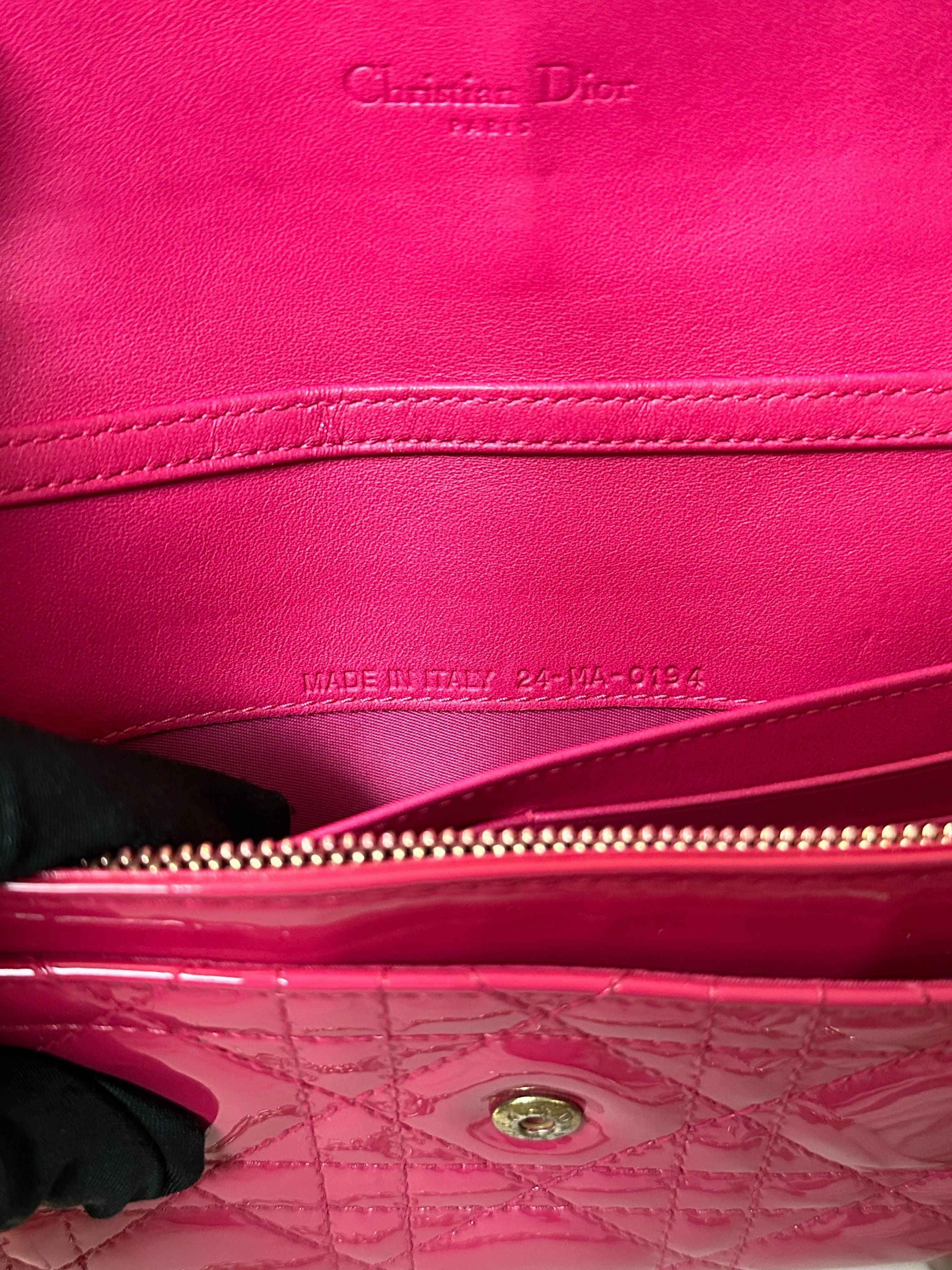 Christian Dior Patent Lady Dior Wallet on Chain - Pink Crossbody Bags, Handbags #6C