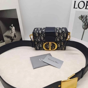 Christian Dior Saddle Bag Blue Monogram Canvas Shoulder Bag