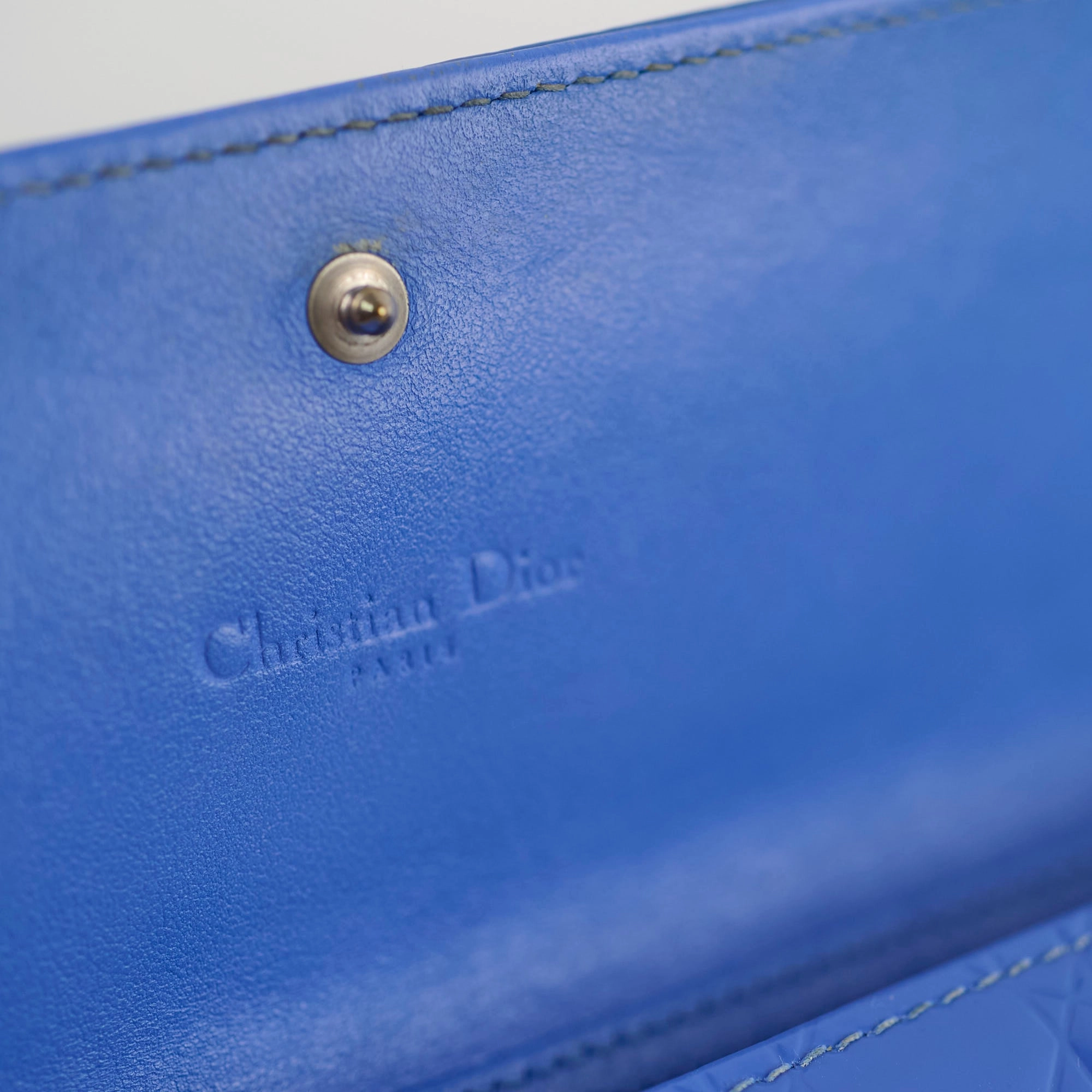 Christian Dior Wallet on Chain WOC Blue Patent