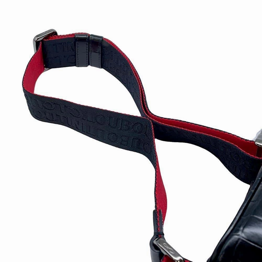 Christian Louboutin Blaster Cloth Crossbody Bag Black/Red1215059 Embossed Leather Rubber
