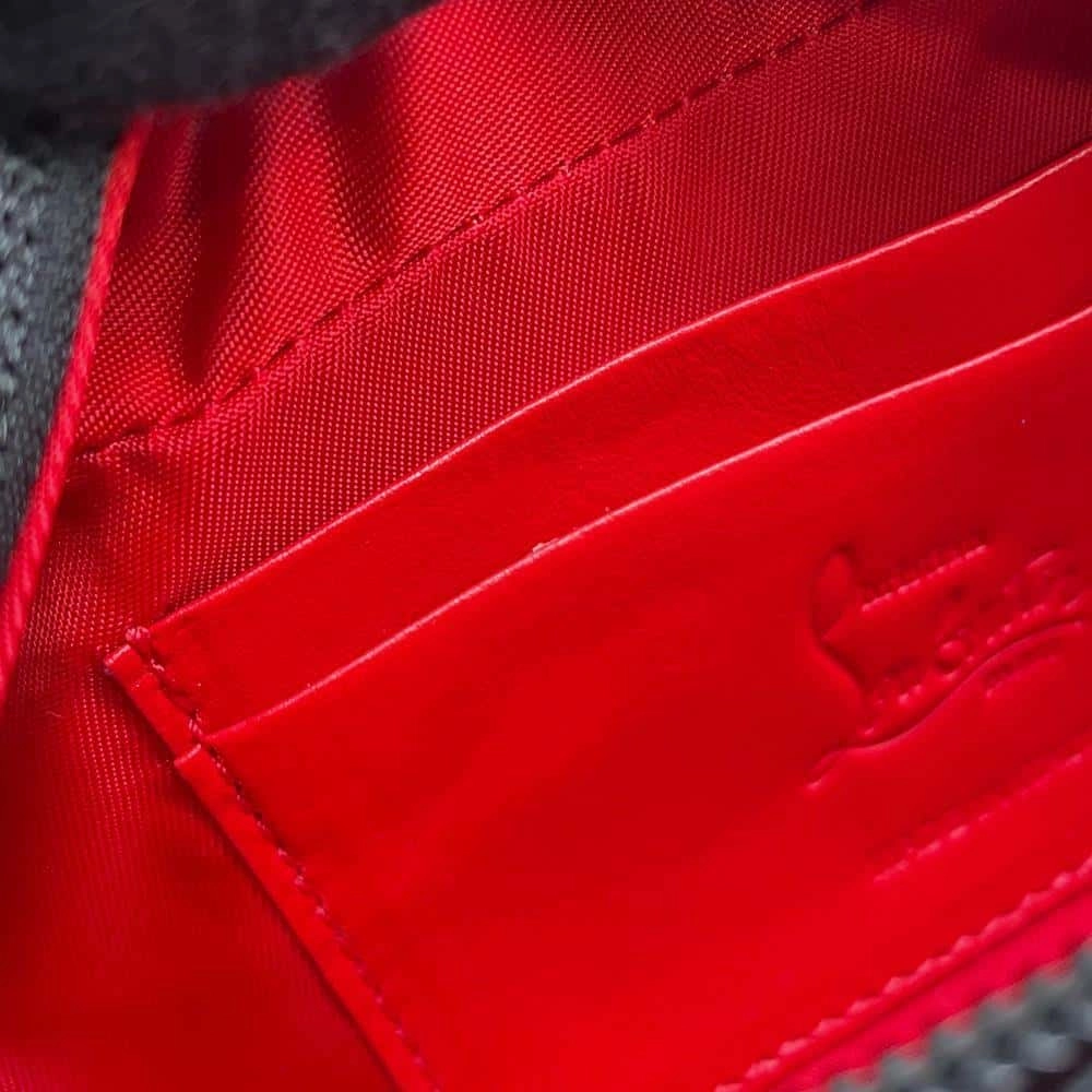Christian Louboutin Blaster Cloth Crossbody Bag Black/Red1215059 Embossed Leather Rubber