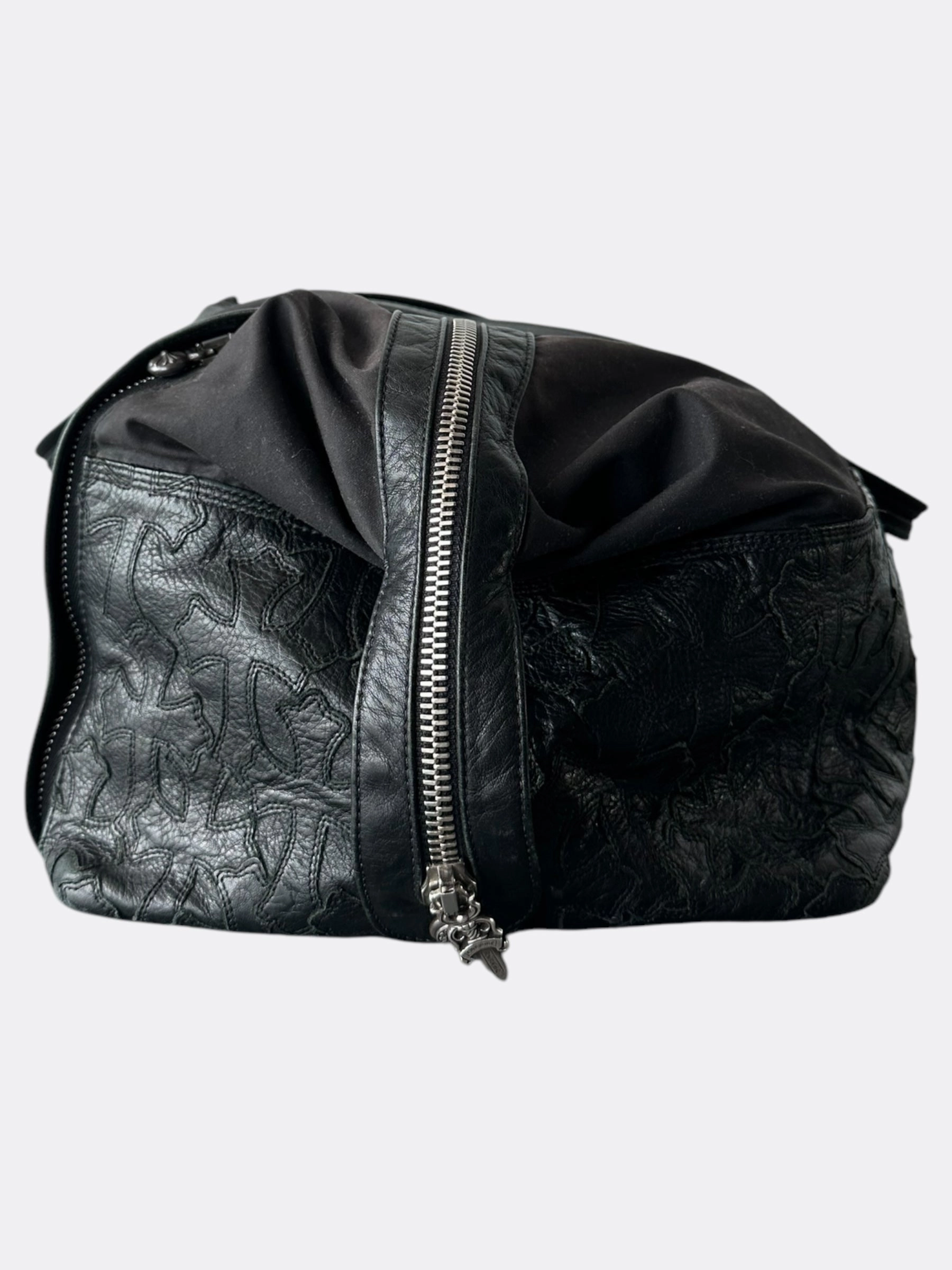 Chrome Hearts Black Nylon & Leather Cross Patch Duffel Bag