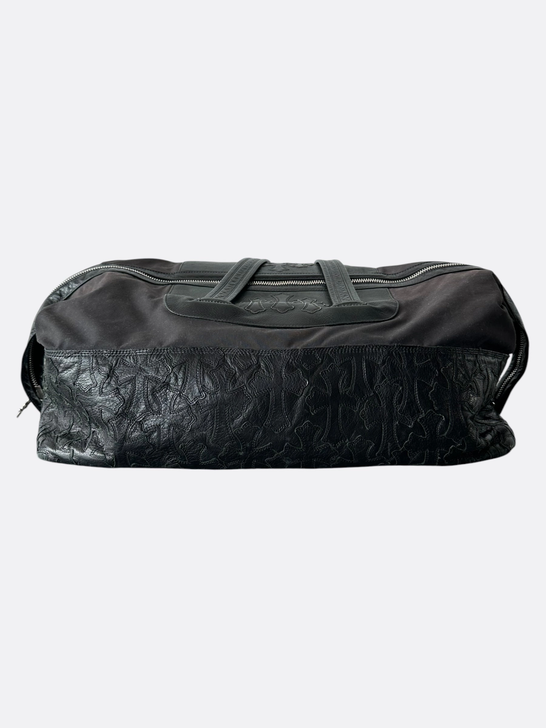 Chrome Hearts Black Nylon & Leather Cross Patch Duffel Bag