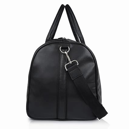 CIMONI® Premium Vegan Leather Duffle Bag Classy Design Travel Shoulder Crossbody Business Spacious Water Resistance Luggage Bag (Color - Black)