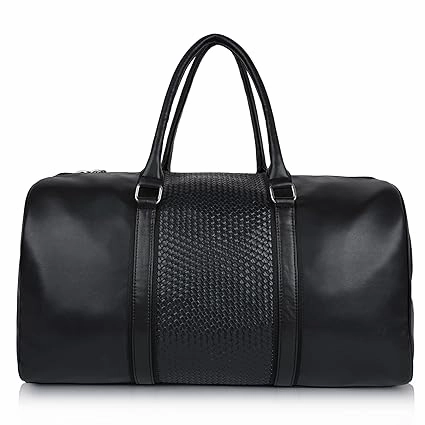 CIMONI® Premium Vegan Leather Duffle Bag Classy Design Travel Shoulder Crossbody Business Spacious Water Resistance Luggage Bag (Color - Black)