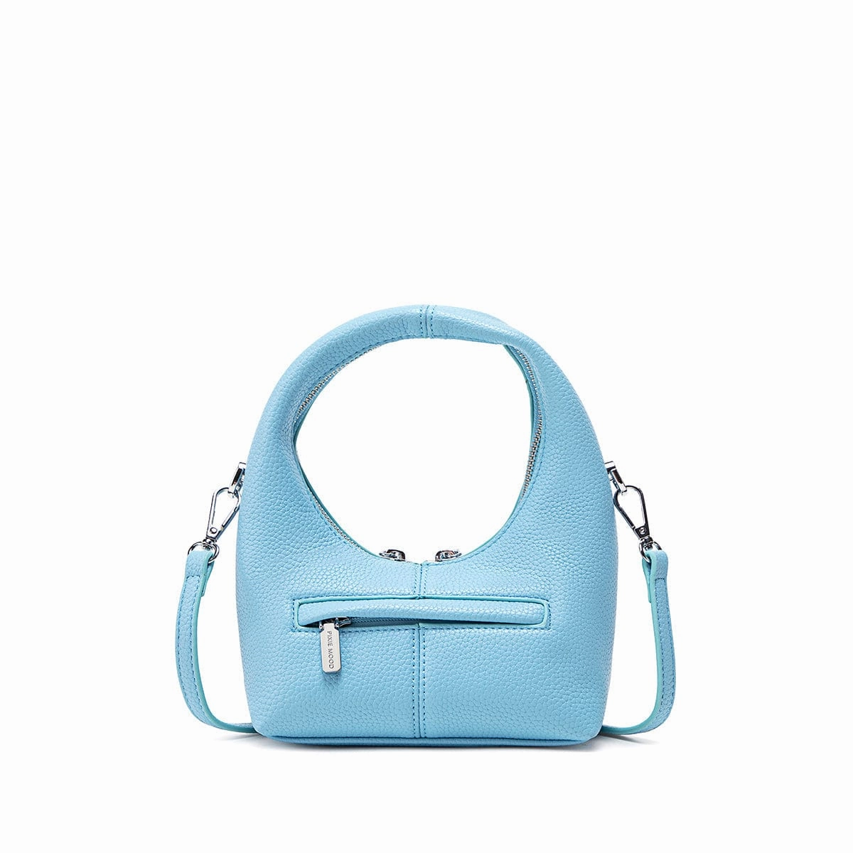 Circle Vegan Leather Crossbody Bag | Light Blue Pebbled