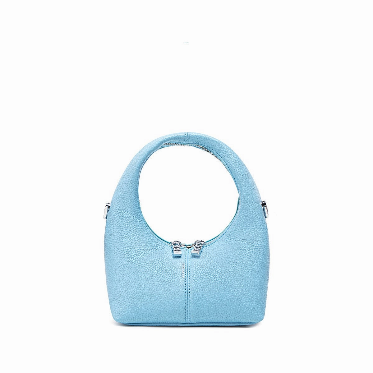 Circle Vegan Leather Crossbody Bag | Light Blue Pebbled