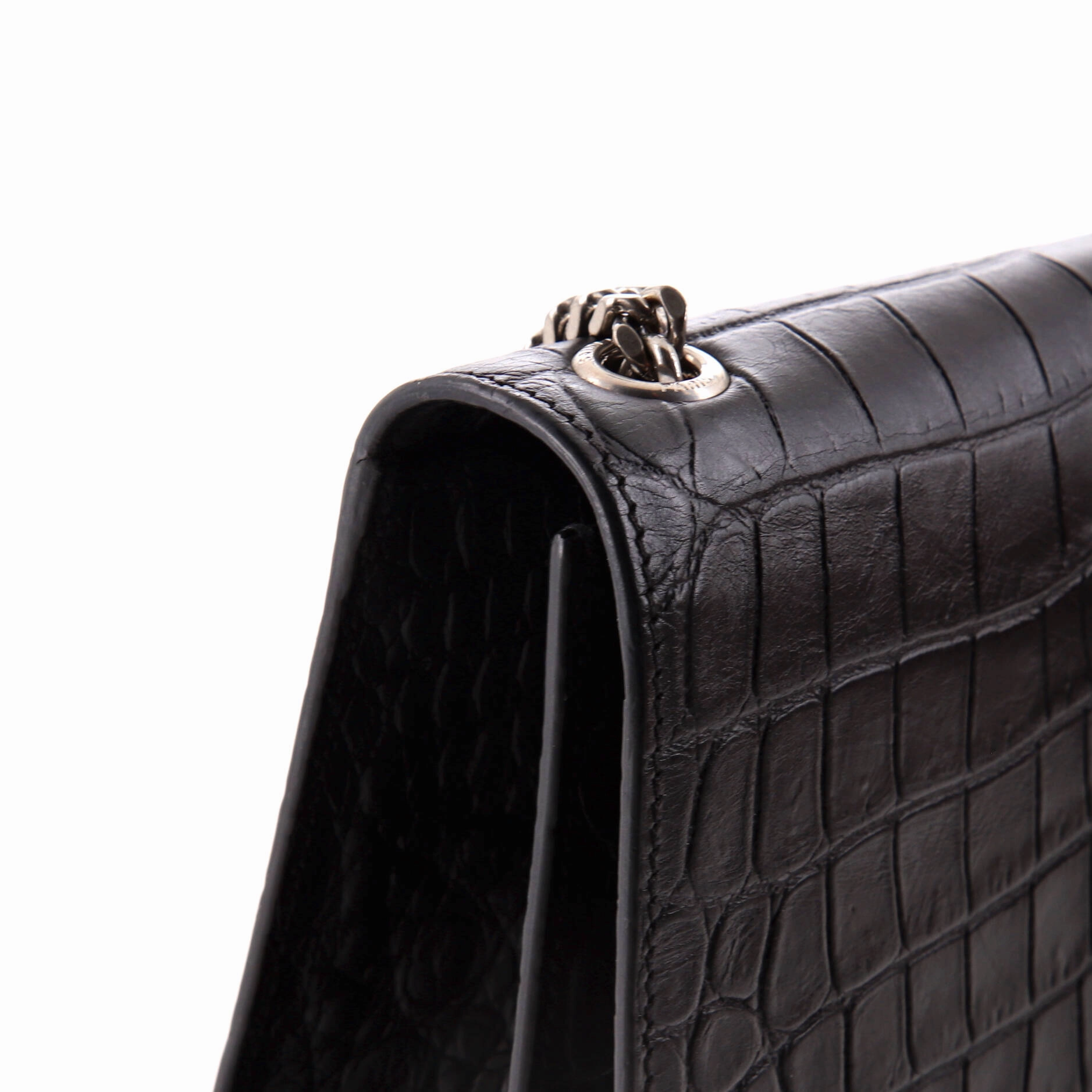 Classic Monogram Tassel Crossbody Bag Crocodile Embossed Leather Medium
