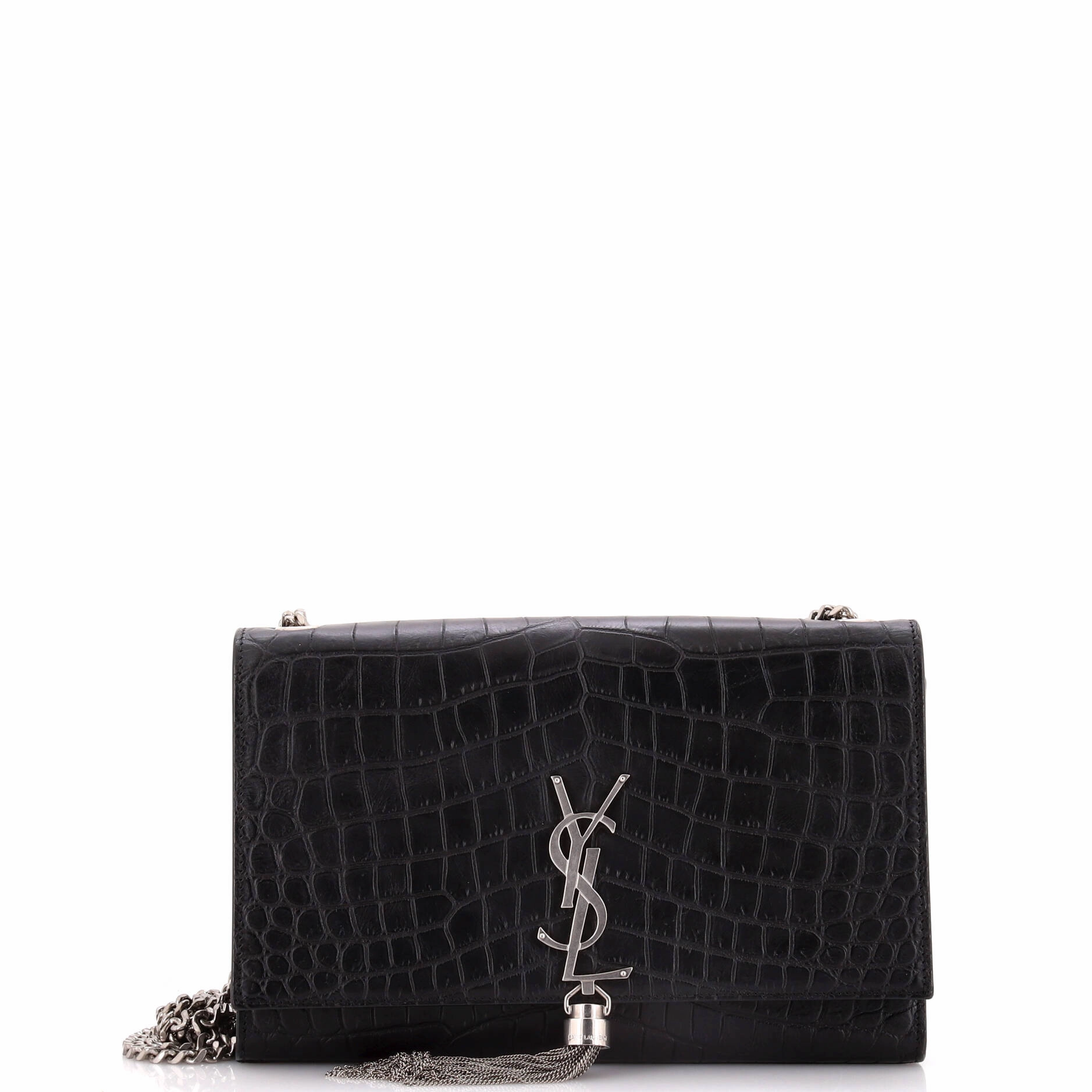 Classic Monogram Tassel Crossbody Bag Crocodile Embossed Leather Medium