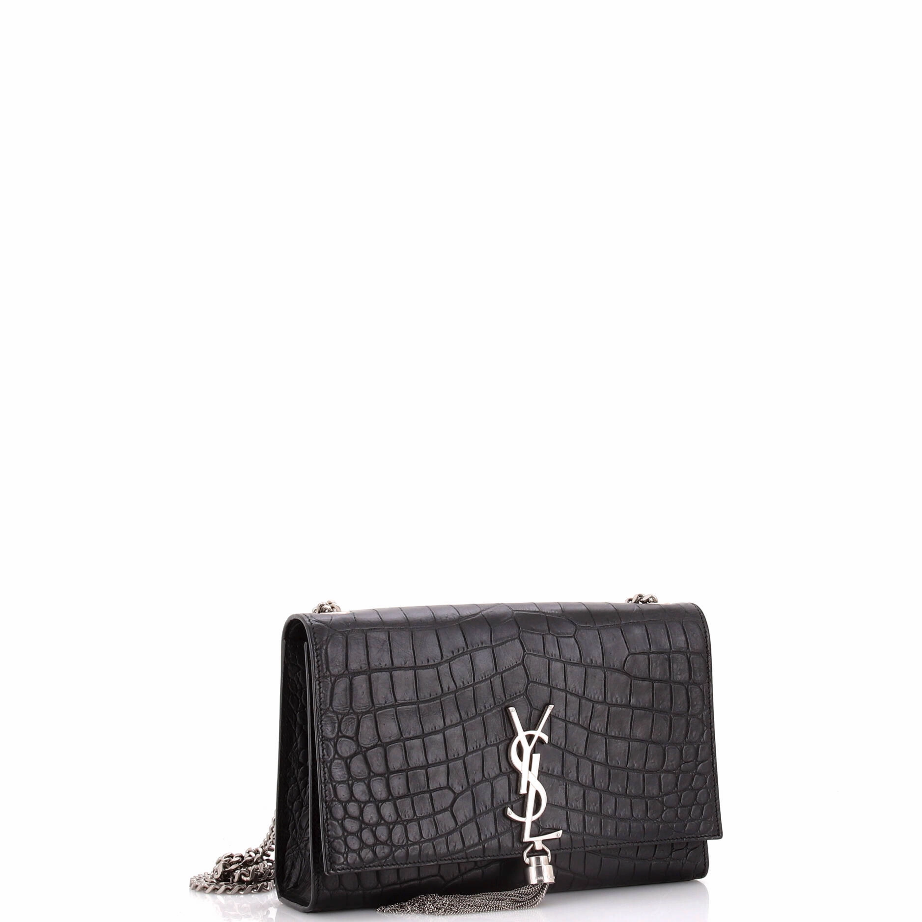 Classic Monogram Tassel Crossbody Bag Crocodile Embossed Leather Medium
