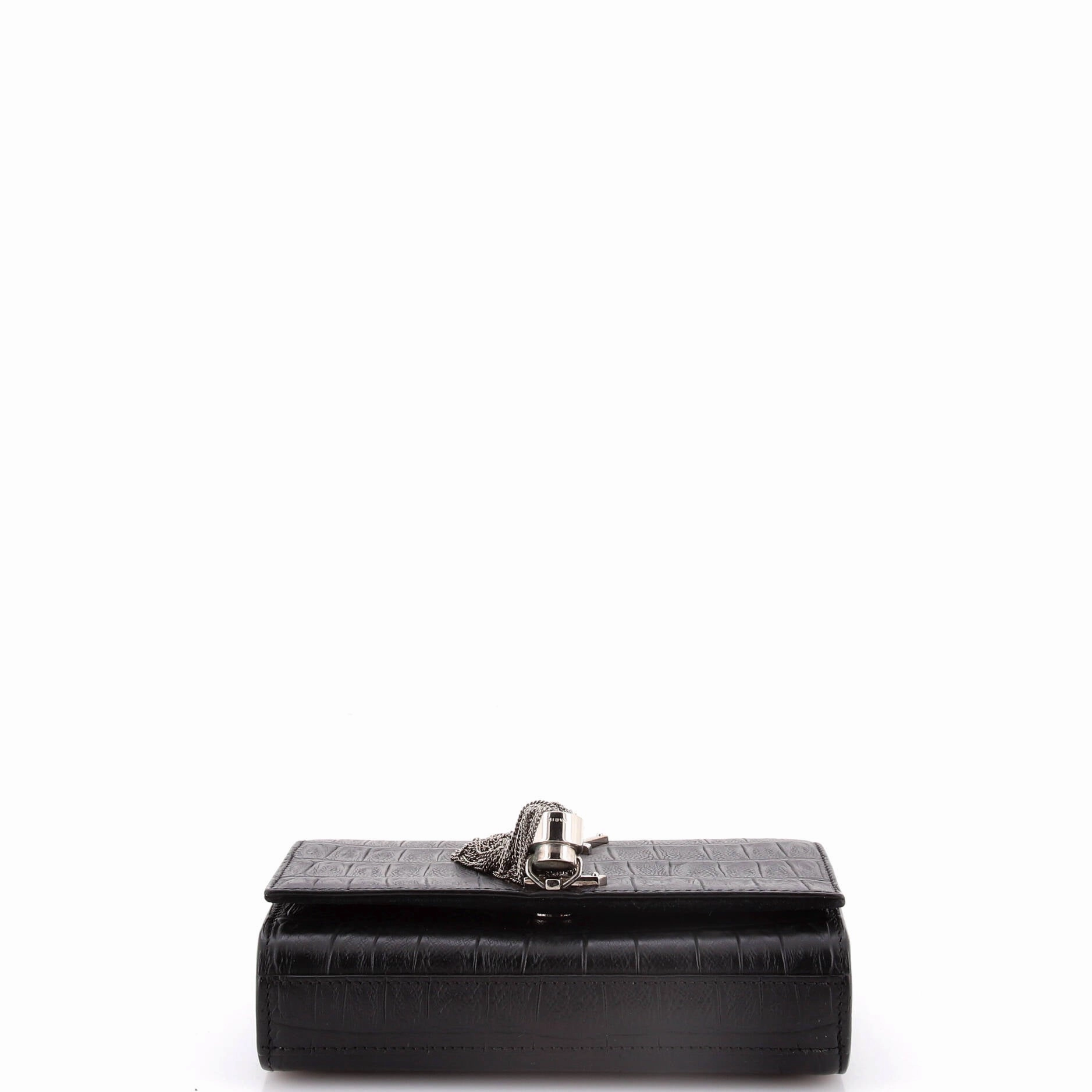 Classic Monogram Tassel Crossbody Bag Crocodile Embossed Leather Small