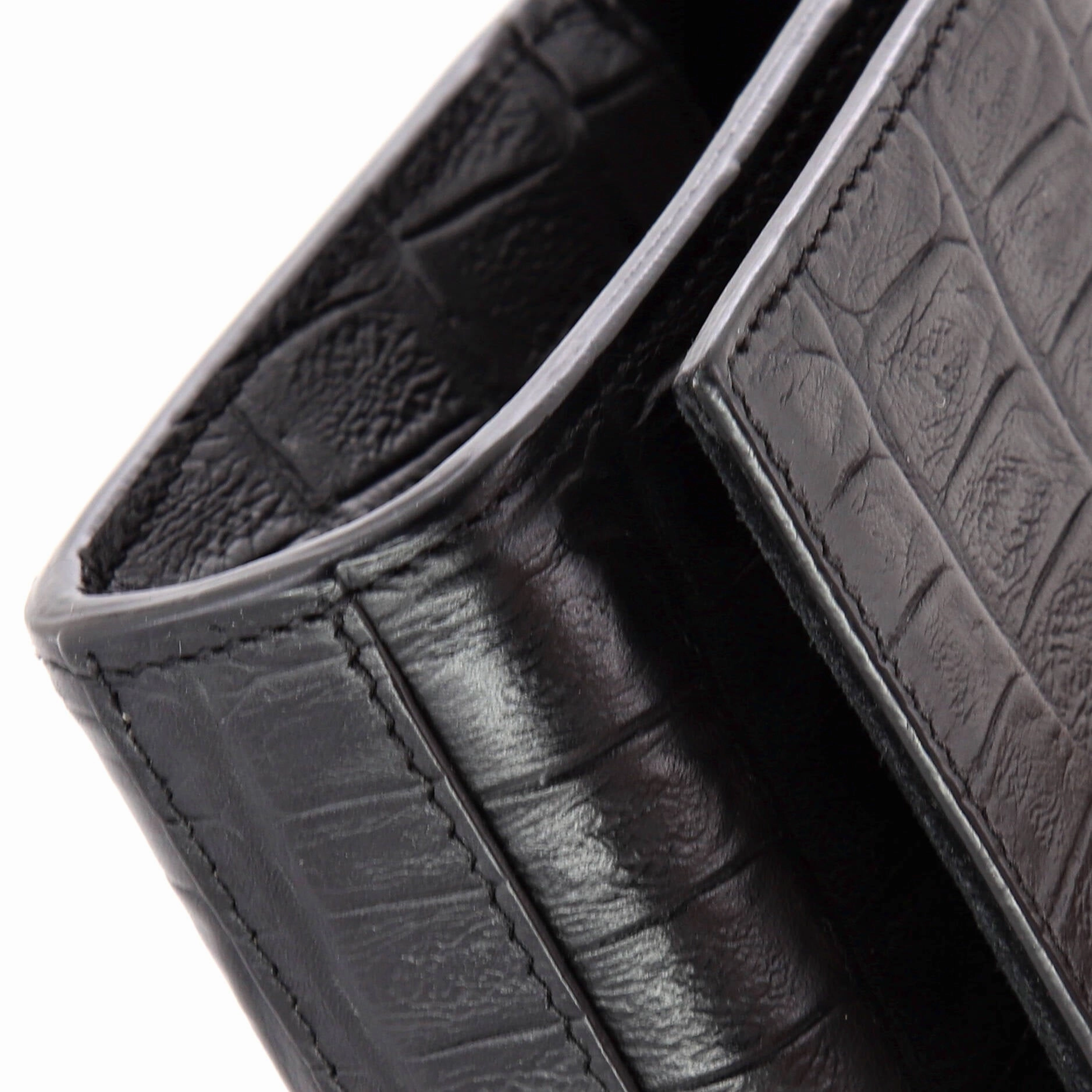 Classic Monogram Tassel Crossbody Bag Crocodile Embossed Leather Small