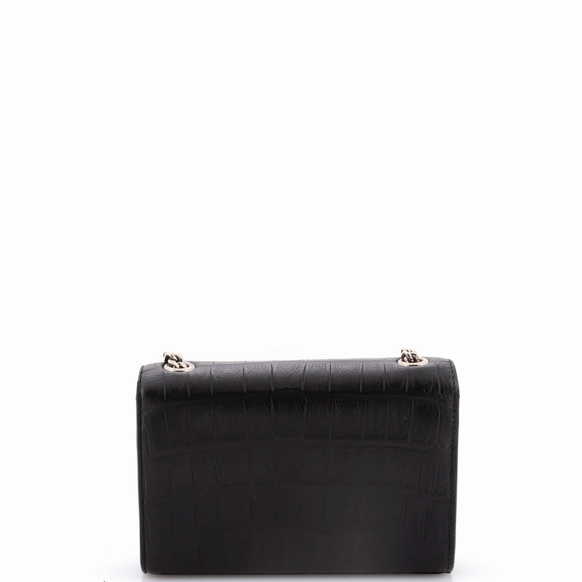 Classic Monogram Tassel Crossbody Bag Crocodile Embossed Leather Small