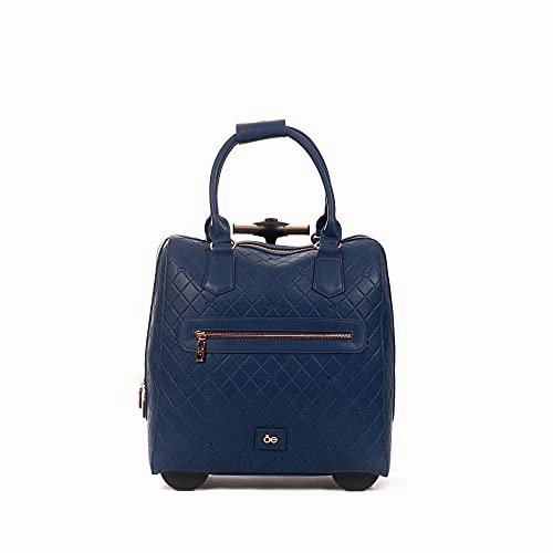 Cloe Carry-On Embossed Luggage   Handbag in Blue Navy Color