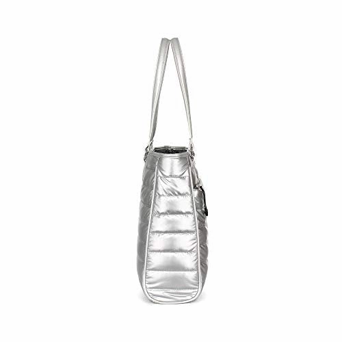 Cloe Quilted Tote bag with 15" Laptop Compartment in Silver Color