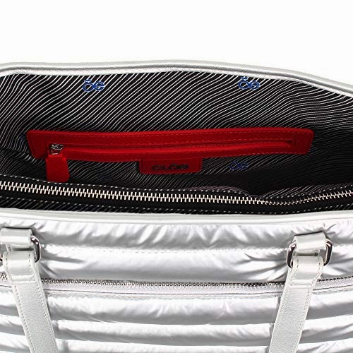 Cloe Quilted Tote bag with 15" Laptop Compartment in Silver Color