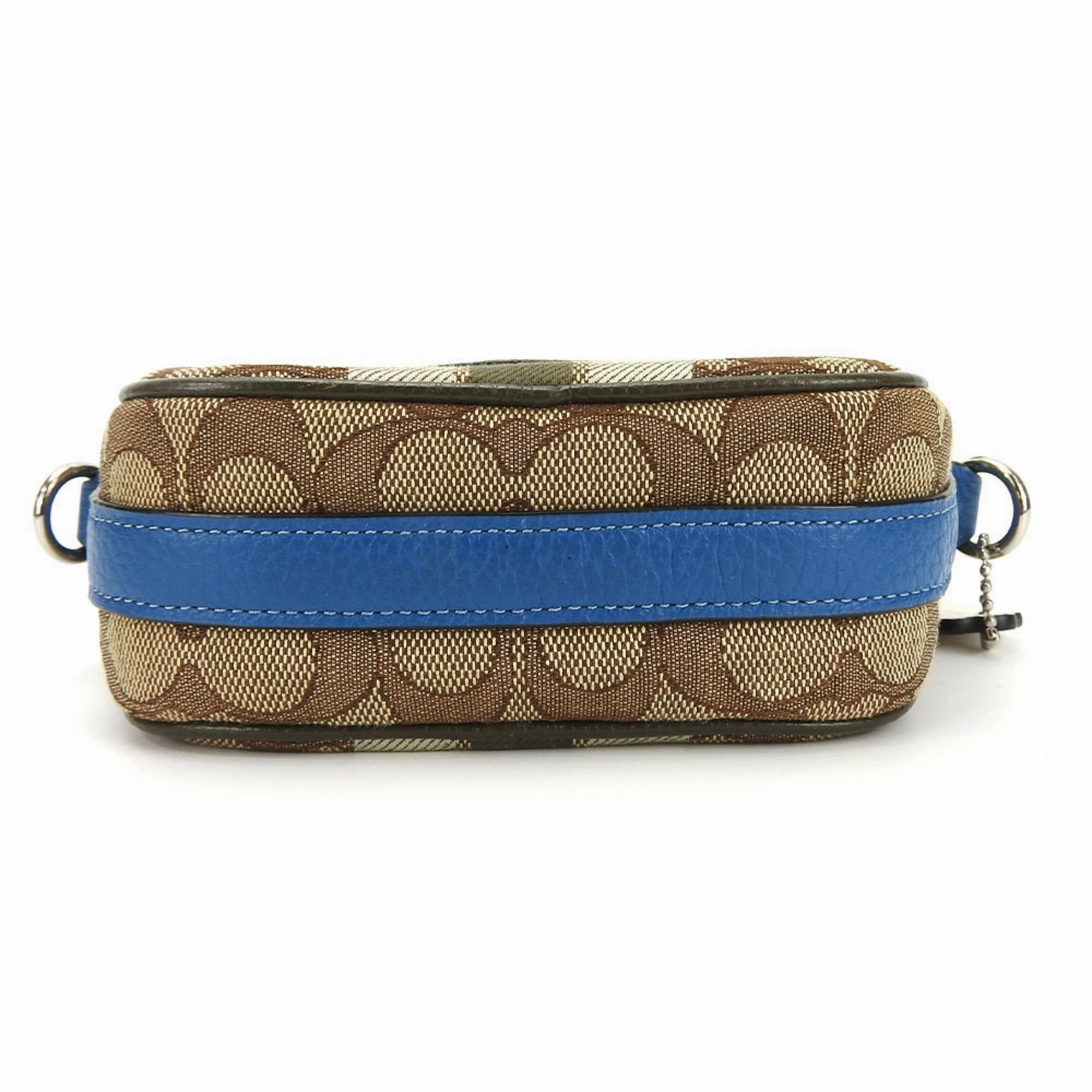 Coach  blue  Canvas Leather Pochette Shoulder Bag (Pre-Owned)