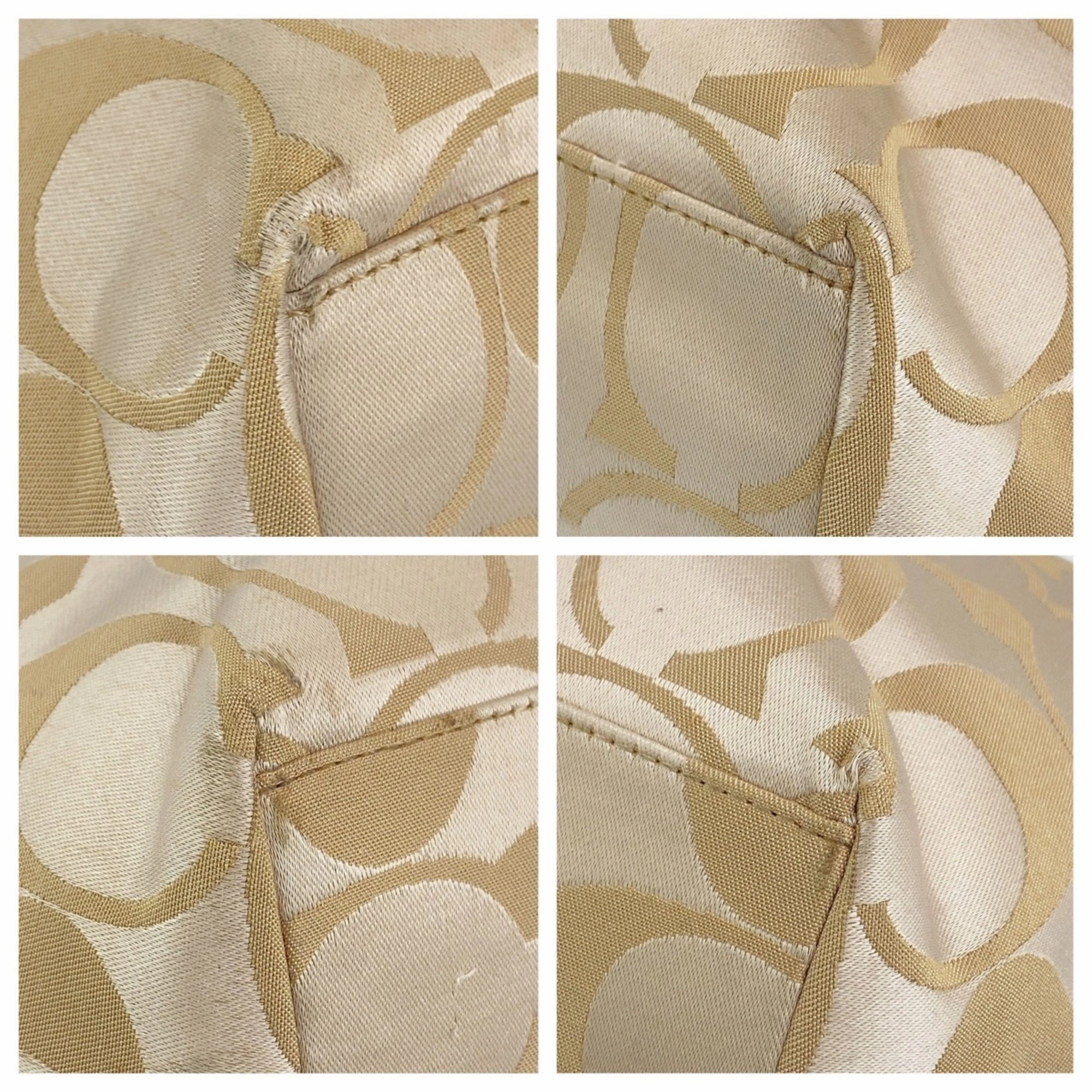 Coach ivory Canvas Leather Shoulder Bag Tote Bag (Pre-Owned)