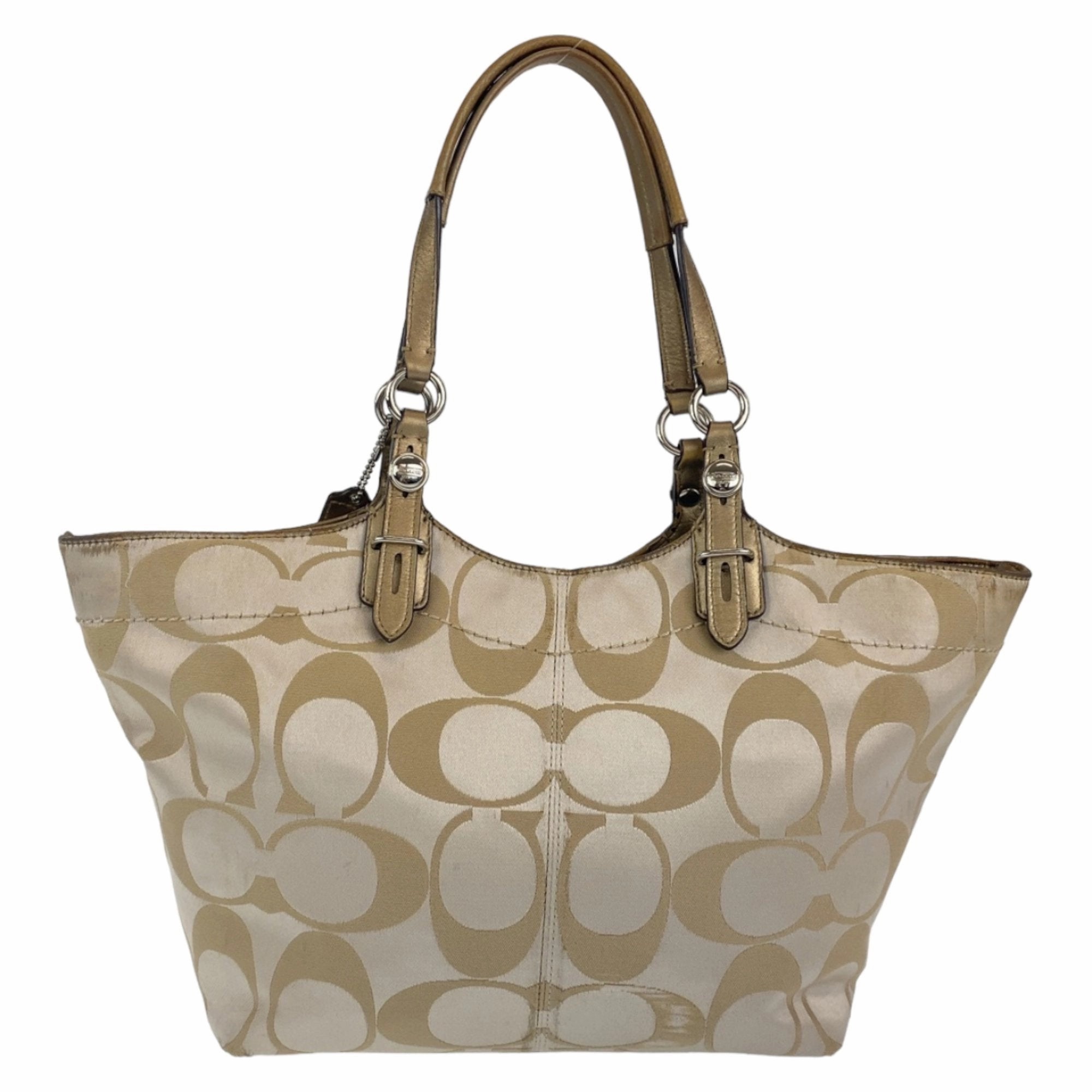 Coach ivory Canvas Leather Shoulder Bag Tote Bag (Pre-Owned)