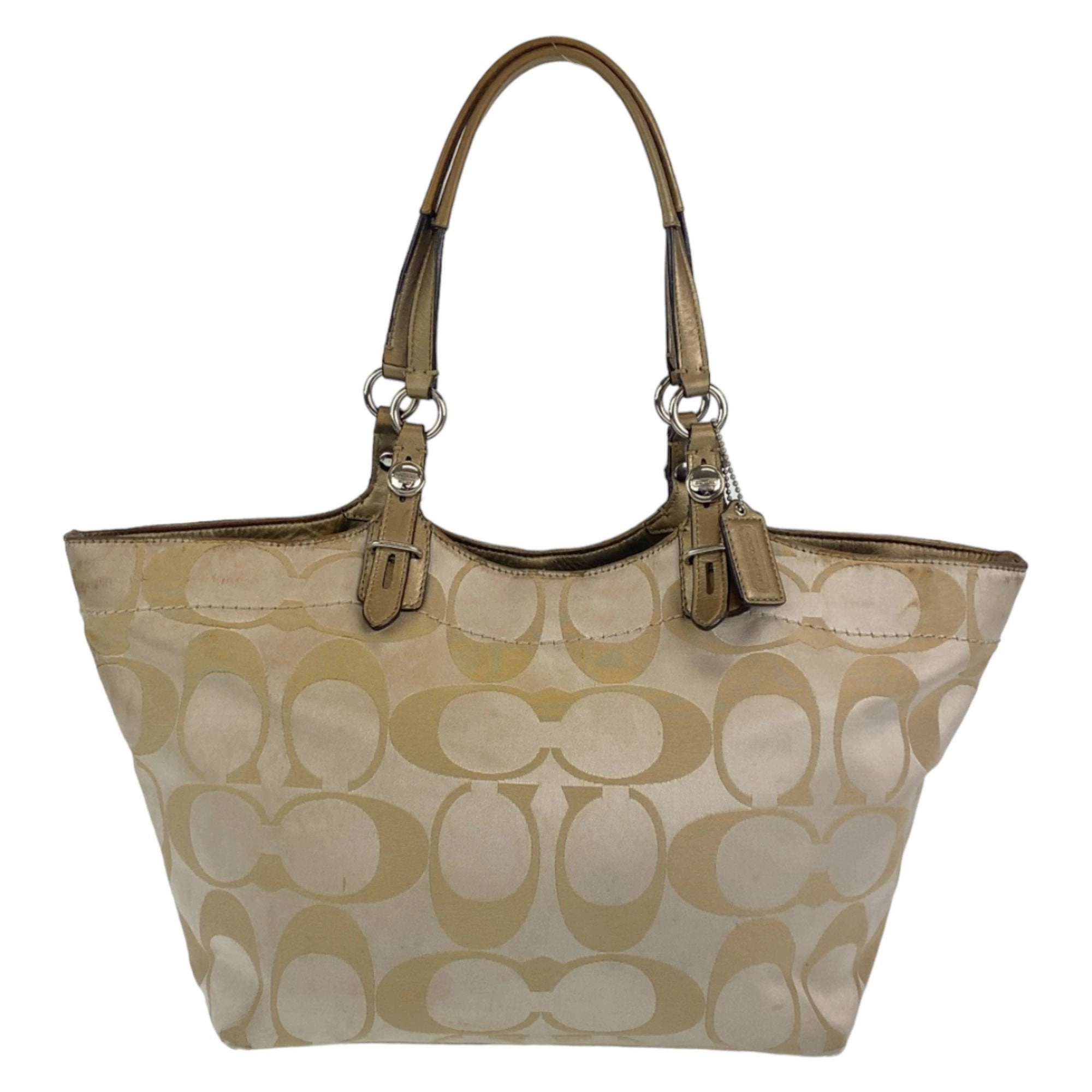 Coach ivory Canvas Leather Shoulder Bag Tote Bag (Pre-Owned)