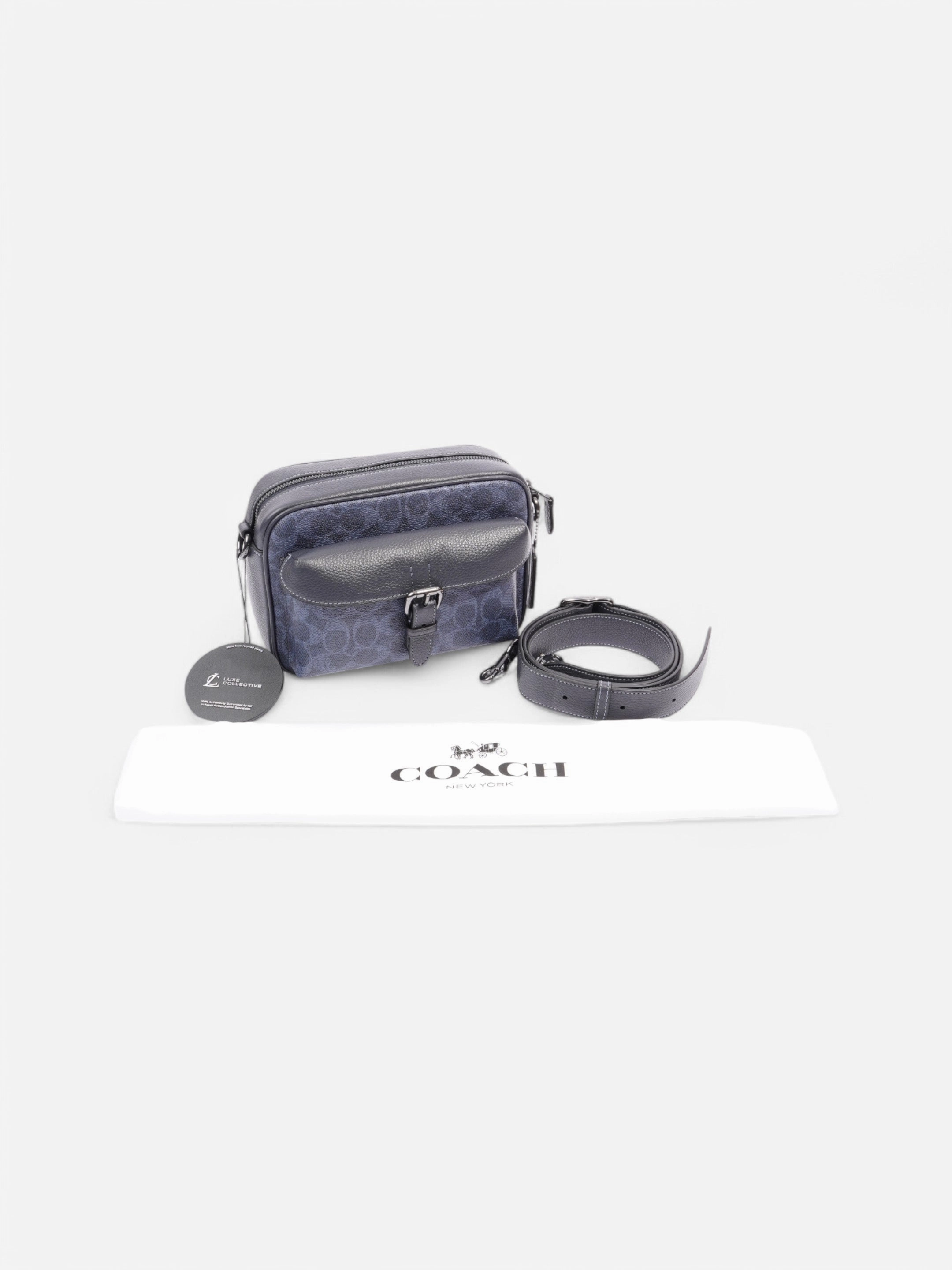 Coach Warner Crossbody Navy Coated Canvas