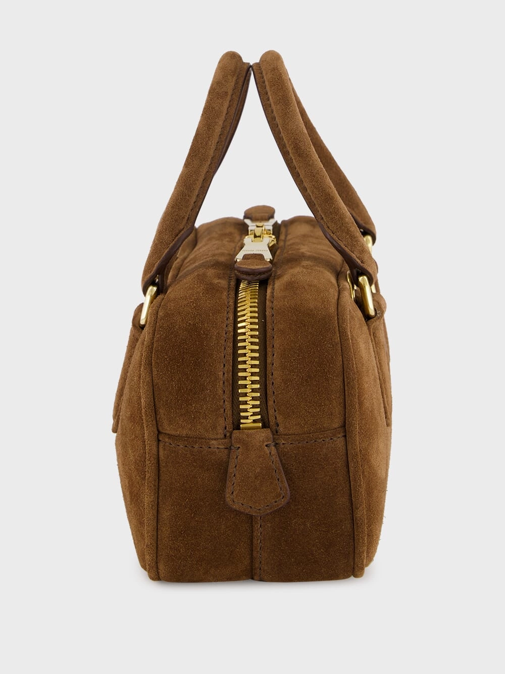 Cocoa Brown Suede Arcadie Top-Handle Bag