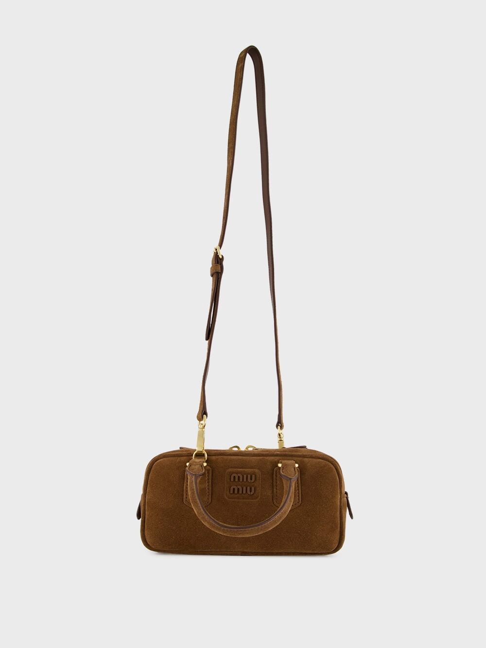Cocoa Brown Suede Arcadie Top-Handle Bag