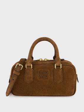 Cocoa Brown Suede Arcadie Top-Handle Bag