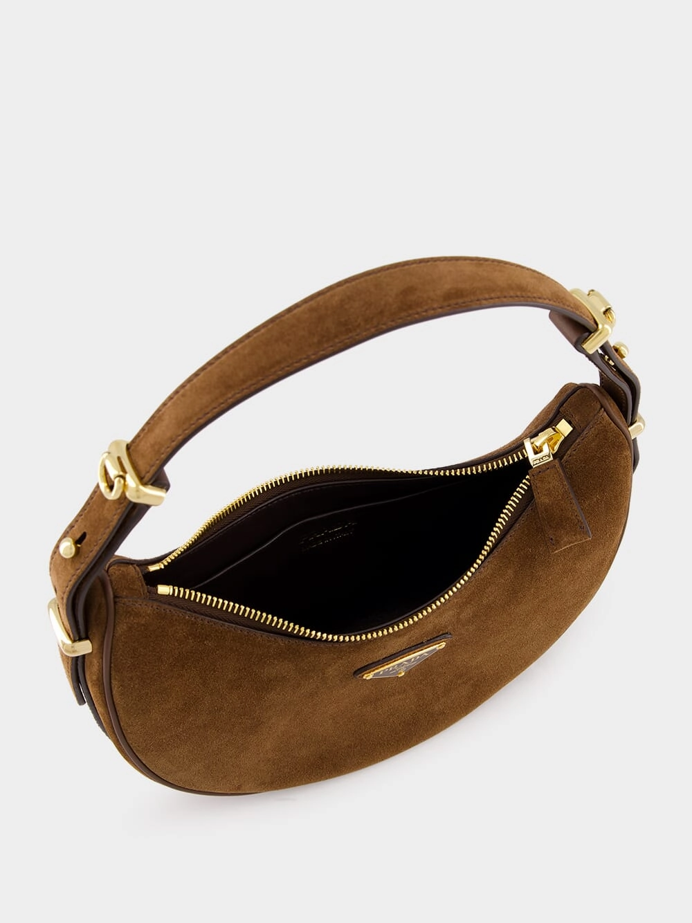 Cocoa Brown Suede Arqu Shoulder Bag