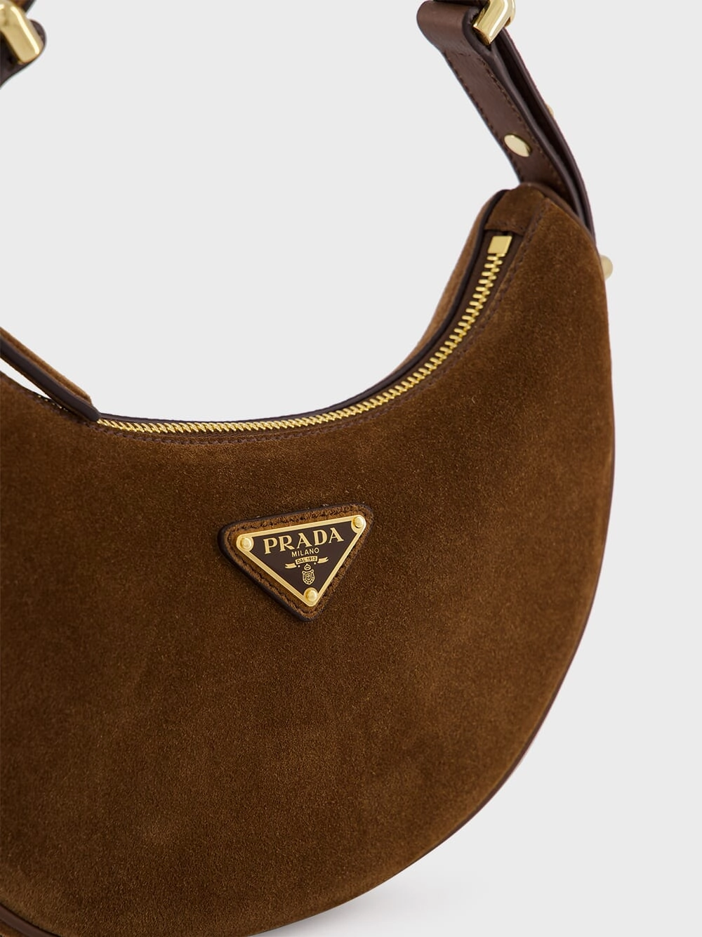 Cocoa Brown Suede Arqu Shoulder Bag