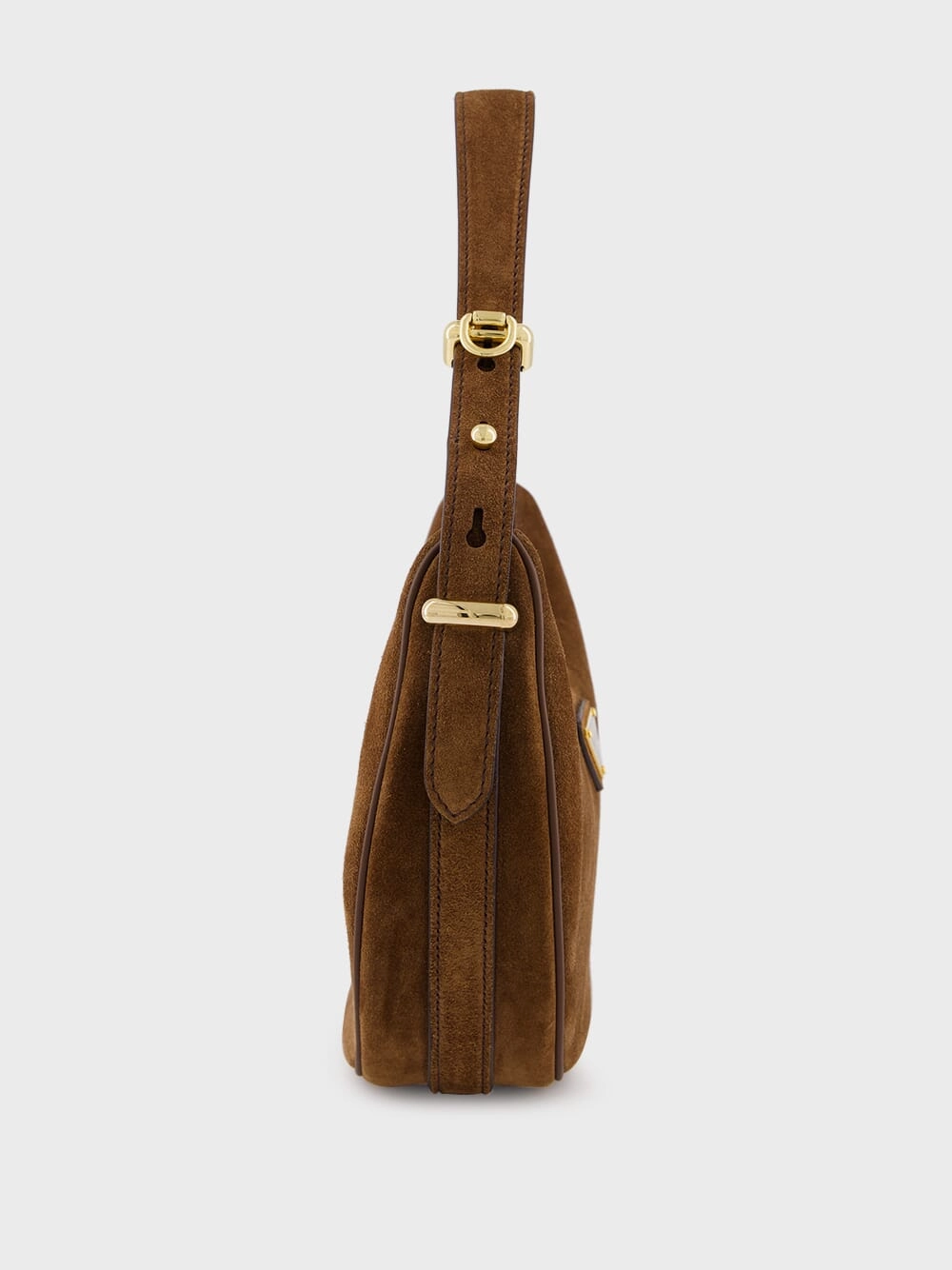 Cocoa Brown Suede Arqu Shoulder Bag
