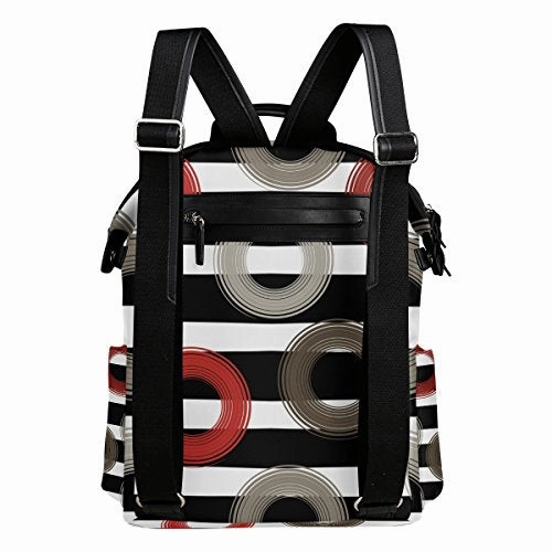 Colourlife Circles Stripes Stylish Casual Shoulder Backpacks Laptop School Bags Travel Multipurpose