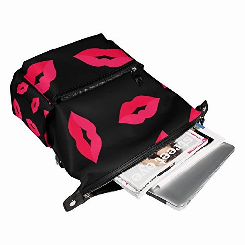 Colourlife Red Lips Stylish Casual Shoulder Backpacks Laptop School Bags Travel Multipurpose