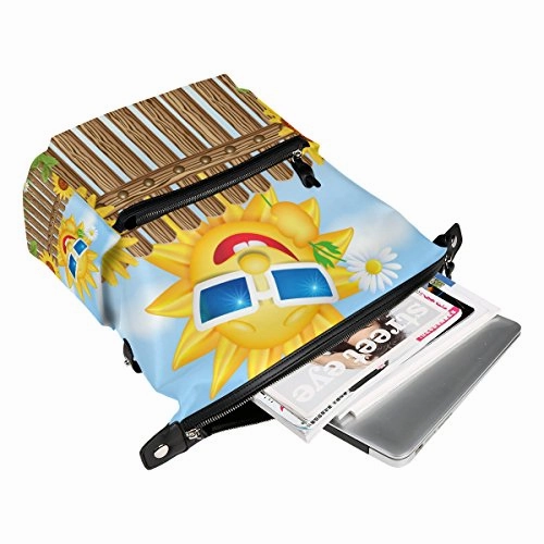 Colourlife Wooden Fence On Grass And Smiling Sun Stylish Casual Shoulder Backpacks Laptop School