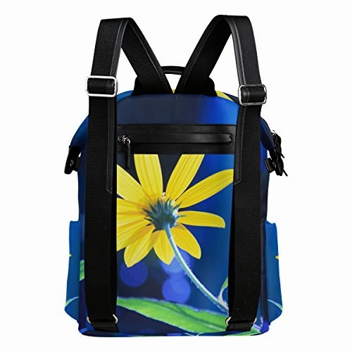 Colourlife Yellow Single Flower Stylish Casual Shoulder Backpacks Laptop School Bags Travel