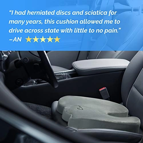 ComfiLife Premium Comfort Seat Cushion - Non-Slip Orthopedic 100% Memory Foam Coccyx Cushion for Tailbone Pain - Cushion for Office Chair Car Seat - Back Pain & Sciatica Relief