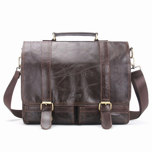 Contact'S 2018 Men Retro Briefcase Business Shoulder Bag Leather Handbag Bag Computer Laptop