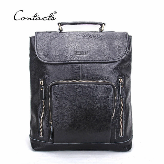 Contact'S Brand Genuine Leather 14Inch Laptop Backpack Men Backpacks For High Quality Backpack