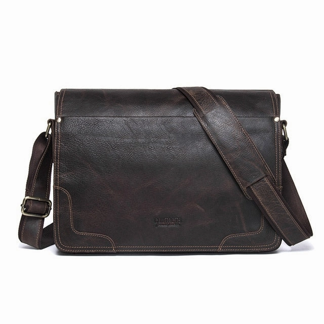 Contact'S Casual Shoulder Crossbody Bag Genuine Leather Men'S Briefcase Leather Laptop Bag Male