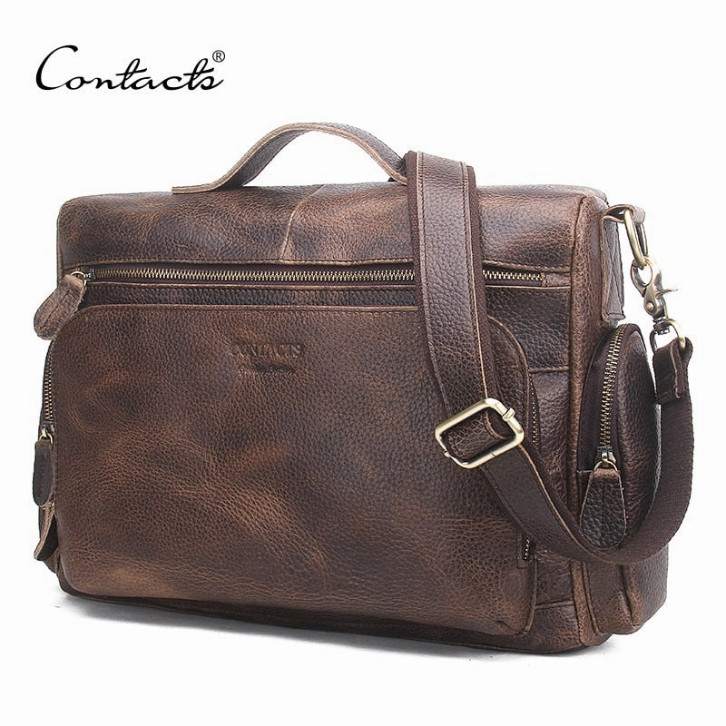 Contact'S Genuine Leather Man Bag Vintage Big Totes Handbags Men Messenger Bags Briefcase Men'S