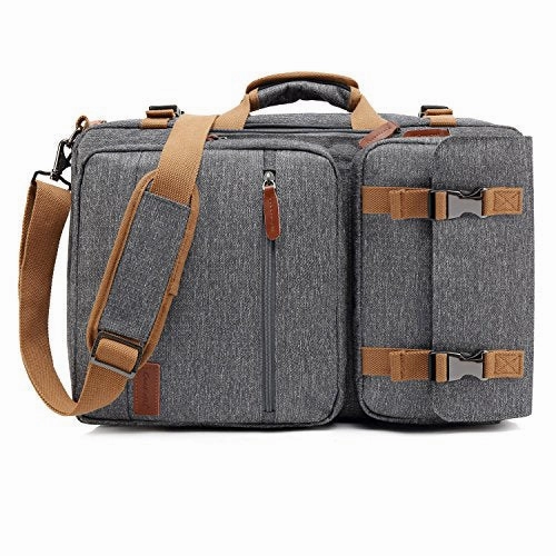 CoolBELL Convertible Briefcase Backpack Messenger Bag Shoulder Bag Laptop Case Business Briefcase Travel Rucksack Multi-Functional Handbag Fits 17.3 Inch Laptop for Men/Women (Grey)