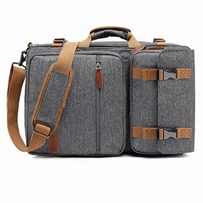 CoolBELL Convertible Briefcase Backpack Messenger Bag Shoulder Bag Laptop Case Business Briefcase Travel Rucksack Multi-Functional Handbag Fits 17.3 Inch Laptop for Men/Women (Grey)