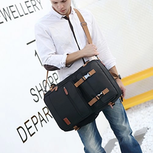 CoolBELL Convertible Briefcase Backpack Messenger Bag Shoulder Bag Laptop Case Business Briefcase Travel Rucksack Multi-Functional Handbag Fits 17.3 Inch Laptop for Men/Women (Grey)