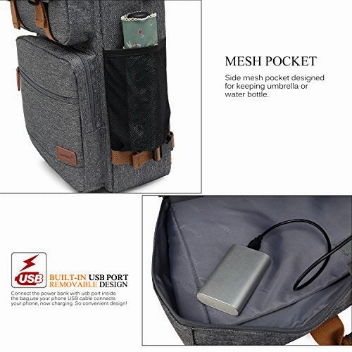 CoolBELL Convertible Briefcase Backpack Messenger Bag Shoulder Bag Laptop Case Business Briefcase Travel Rucksack Multi-Functional Handbag Fits 17.3 Inch Laptop for Men/Women (Grey)