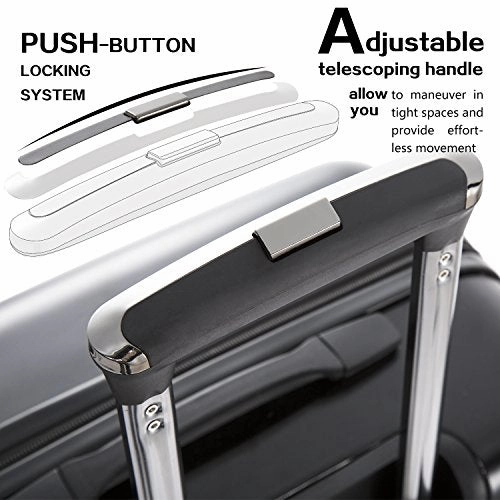 Coolife Luggage Expandable 3 Piece Sets PC ABS Spinner Suitcase 20 inch 24 inch 28 inch (Charcoal new)