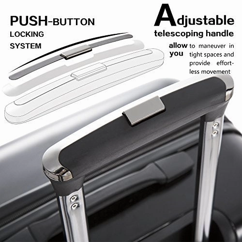 Coolife Luggage Expandable(only 28") Suitcase PC ABS Spinner Built-In TSA lock 20in 24in 28in Carry on (Teal, M(24in).)