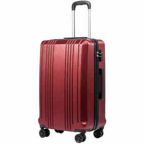 Coolife Luggage Suitcase PC ABS with TSA Lock Spinner Carry on Hardshell Lightweight 20in 24in 28in (wine red, M(24IN))