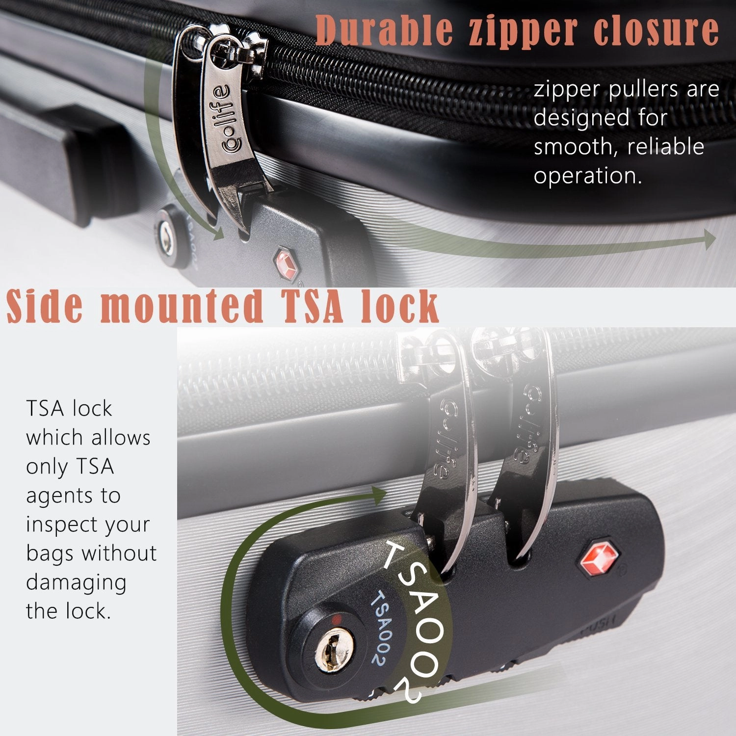 Coolife Luggage Suitcase PC ABS with TSA Lock Spinner Carry on Hardshell Lightweight 20in 24in 28in (wine red, M(24IN))