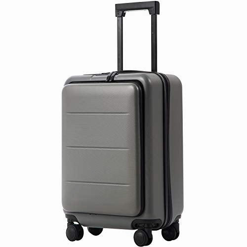 COOLIFE Luggage Suitcase Piece Set Carry On ABS PC Spinner Trolley with Laptop pocket (Titanium gray, 20in(carry on))