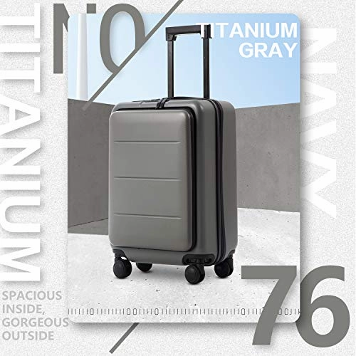 COOLIFE Luggage Suitcase Piece Set Carry On ABS PC Spinner Trolley with Laptop pocket (Titanium gray, 20in(carry on))